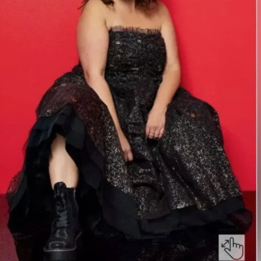 TORRID BETSEY JOHNSON GOTH PIN UP BLACK GOLD STRAPLESS TULLE TEA DRESS 18 - Picture 2 of 11